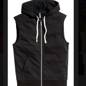 H&M Comfy Sleeveless Black Zip-Up Hoodie